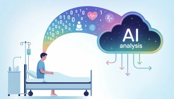Female doctor using AI for brain diagnostics in USA hospital.
