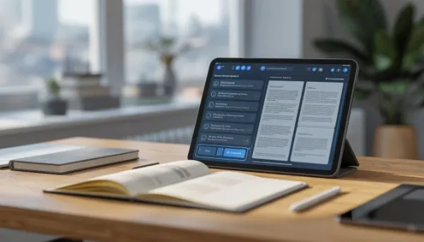 Student using an AI writing assistant to improve research paper quality and structure.