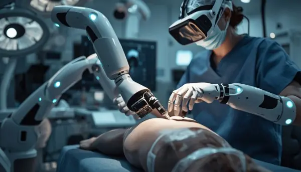 AI-driven robotic surgery system in motion, developed by USA startup.