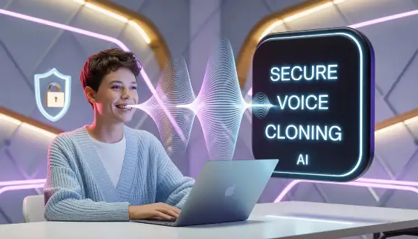 Close-up of voice waveform analysis by AI.